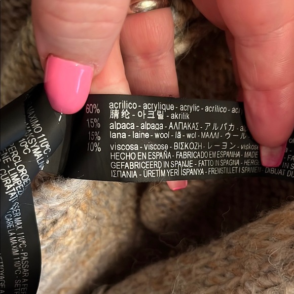 Zara Tan and Cream Cardigan Sweater Open Front Chunky Knit - Picture 3 of 6